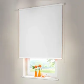 Sonnenschutz-HH® - Seitenzugrollo Verdunkelungsrollo - Außenmaß Breite 240 x 180 cm Höhe weiß - Lichtundurchlässig Blickdicht Rollo für Abdunkelung Kettenzugrollo inkl. Universalträger