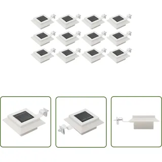 The Living Store Solar-außenleuchten 12 Stk. Led Rechteckig 12 Cm Weiß - Led Solarleuchte - Solarlichtsystem - Außenscheinwerfer - Gartenbeleuchtung - Deko Lichterkette
