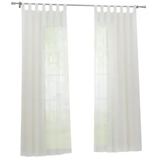 Joyswahl Gardine See, Schlaufen (2 St), halbtransparent, Dekoschals aus Leinen, mit vertikslen Streifen beige 140 cm x 245 cm