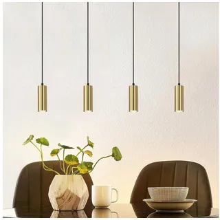 Nettlife Pendelleuchte 4 Flammig Weiß/Gold Holz Esstisch Metall Matt GU10, Höhenverstellbar, LED wechselbar, für Esstisch Küche Wohnzimmer goldfarben