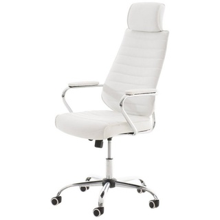 TPFLiving Bürostuhl Rocket V2 mit bequemer Rückenlehne - höhenverstellbar und 360° drehbar (Schreibtischstuhl, Drehstuhl, Chefsessel, Bürostuhl XXL), Gestell: Metall chrom - Sitz: Kunstleder weiß weiß