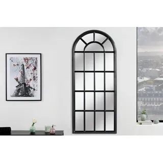 riess-ambiente Wandspiegel CASTILLO 140cm schwarz (Einzelartikel, 1-St), Wohnzimmer · groß · halbrund · mit Rahmen · Fenster-Design · Deko schwarz