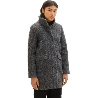 TOM TAILOR Denim Damen Boucle Mantel mit Stehkragen - Grau - XL