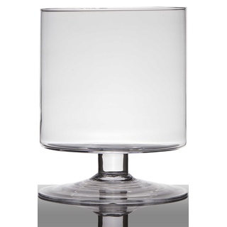 INNA-Glas Blumentopf Glas Lilian auf Standfuß, Zylinder - rund, klar, 24cm, Ø 19cm - Pokal Vase - Windlichtglas