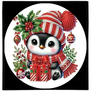 Generisch DIY 5D Notizbücher Diamant Malerei Diamond Painting Notizbuch Tagebuch Mädchen 50 Seiten Kristall Skizzenbücher Notizblock Diamant Painting Geschenk Geburtstag-Pinguin