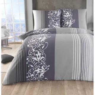 Baumwolle feinbiber Bettwäsche 135x200 Kissenbezug 80x80 Warme Biber Bettbezug mit Muster, Größe:155 x 220 cm, Design - Motiv:Design 4