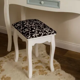 LEBENSwohnART Hocker League Schwarz Barock Sitzhocker Fußhocker Schminktisch Vintage Landhaus