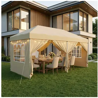 Songmics Faltpavillon 6 x 3 m inkl. 4 Seitenteile Beige