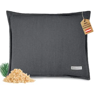 SAUNASOFATM Zirbenkissen für Sauna – Duftkissen aus 100% Bio-Baumwolle, skandinavisches Design – Handgefertigt in Europa – Nackenstütze & Sauna Zubehör aus natürlicher Zirbe – 42x52 cm