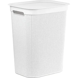 Rotho Wäschesammler 50 L Brisen - Wäschekorb 43,1 x 34 x 52,9 cm - Wäschebox mit Deckel und Griffen - Wäschetruhe groß - Wäschetonne aus Kuns... - Weiß