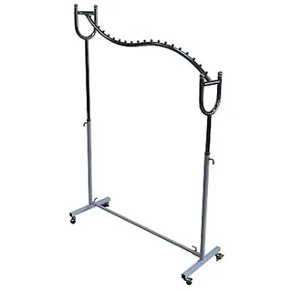 Kleiderständer mit geschwungener Stange aus stabilen Stahlrohr Garderobenständer Rollgarderobe Höhe 135 - 170 cm Breite 120 cm Gestell weiß verchromt