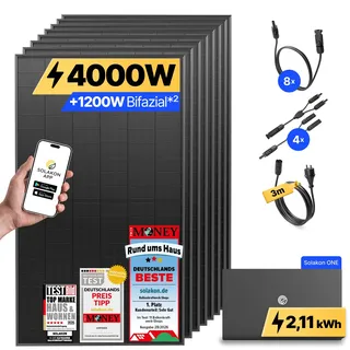 onPower Plus: 4000 Watt Solaranlage - ohne Halterung / 2.11 kWh / 3m