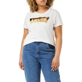 Levi's Damen The Perfect Tee T-Shirt,Logo Gold Powder Print White,M