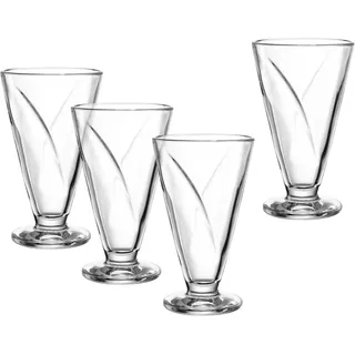 LEONARDO Eisschale CONO, Eisbecher aus Glas, 360 ml, 4er-Set, Glas, (Set, 4-tlg), spülmaschinengeeignet weiß