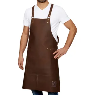 REDSALT® Premium Lederschürze 100% Büffel Leder 84x62cm Crossback braun | Profi BBQ Grillschürze | Arbeitsschürze Küche Gastronomie Bar Barista | Kochschürze Küchenschürze Schürze Geschenke für Männer