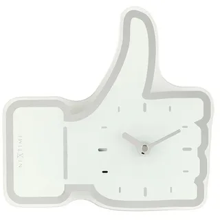NEXTIME Wanduhr Wanduhr Designer Uhr Standuhr Thumbs Up Liken Weiß 20x21cm Nextime weiß