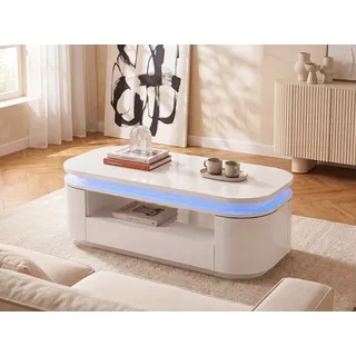 Couchtisch mit 4 Türen & 1 Schublade + LEDs - MDF - Weiß - VANDANA