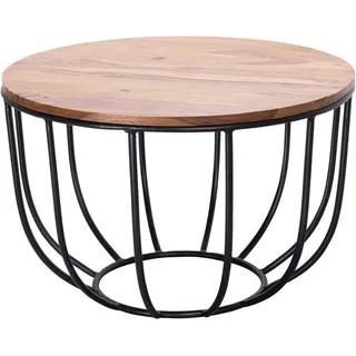 Wohnling Couchtisch rund Braun Sheesham 60 x 60 x 39 cm