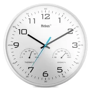 MEBUS Moderne Quarz-Wanduhr 30,0 cm 16181 weiß