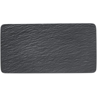 Villeroy und Boch - Manufacture Rock Servierplatte rechteckig, formschöne Präsentationsplatte aus Premium Porzellan, spülmaschinenfest, schwarz