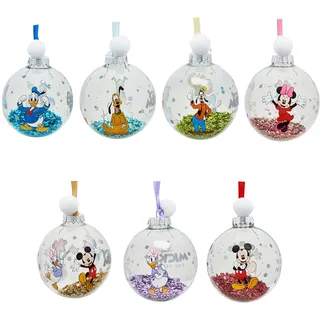 Disney - Set mit 7 Weihnachtsbaumkugeln - Mickey & Freunde - Mickey & Minnie Maus, Donald & Daisy Duck, Goofy & Pluto - Offizielle lizenzierte Ware - Weihnachtsbaumschmuck.