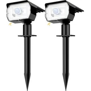 nipify Solarlampen für Außen mit Bewegungsmelder, 2 Stück 3 Modi Solarstrahler für Aussen, IP65 Wasserdicht Solarleuchten für Außen Garten, 6500K Kaltweiß Solar Gartenleuchten für Weg, Hof, Gehweg