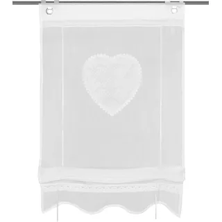 HOME WOHNIDEEN Corazon Bändchenrollo Ösen 45 x 130 cm Weiß 1 St.