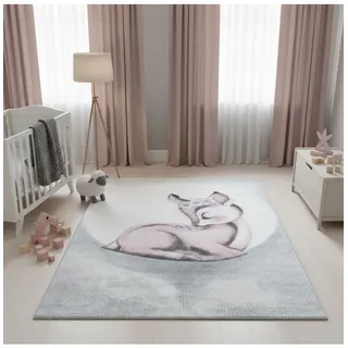 KADIMA DESIGN Kinderteppich Waschbar Reh COGNE Strapazierfähig OEKO-TEX Kinderzimmer | Gr.: rund: 120 cm Ø