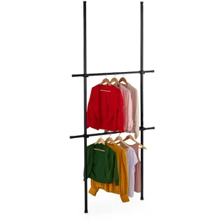 Relaxdays Garderobenständer Teleskop 165–300 cm Schwarz