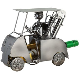 GILDE Dekoobjekt Bier Wein Flaschenhalter "Golfcart" Golfen Golf aus Metall Geschenkide