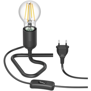 ledscom.de Tischlampe TRIN schwarz mit Stecker und Schalter inkl. E27 Lampe 1020lm weiß, 3-Stufen Dimmen ohne Dimmer mit Lichtschalter