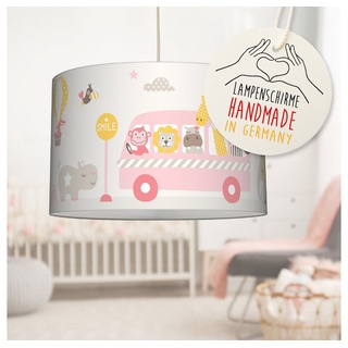 lovely label Pendelleuchte Tiere on Tour rosa/beige/gelb - Hängelampe Kinderzimmer Baby, Plug & Shine, LED wechselbar rosa