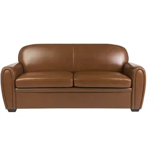 miliboo Schlafcouch Leder 3-Sitzer Braun