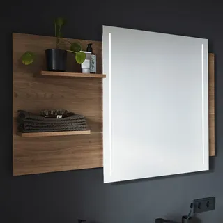 Puris c!mano Flächenspiegel 120 x 80 cm mit 2 LED Streifen und Ablagen links, Spiegel, SET5412L2K151073,