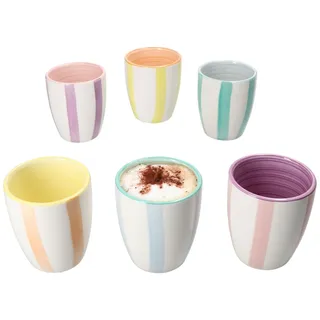 6er Set Beach Pastello Stripes Mokkabecher ohne Henkel 150ml 6 Pers Matcha Tasse