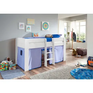 Relita Hochbett Andi mit Rolllattenrost und Vorhang, mit Leiter, pflegel. Dekor Oberfläche blau
