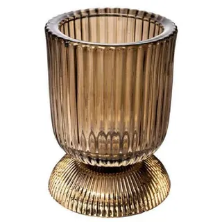 Sandra Rich Windlicht Windlicht "GOBLET" 10cm, Teelichthalter Teelichtglas Kerzenglas braun