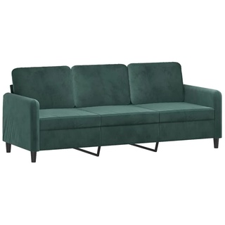 vidaXL Sofa 3-Sitzer, Loungesofa Couch mit Armlehnen Rückenkissen, Wohnzimmersofa Designsofa Metallgestell, Sitzmöbel Dreisitzer, Dunkelgrün Samt