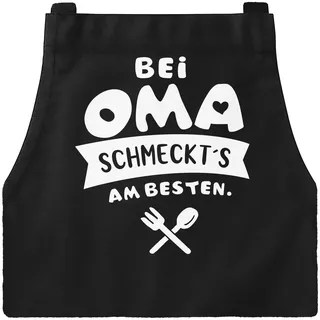 MoonWorks® Kochschürze bei (style_variation_string) schmeckts am besten Grill-Schürze Spruch Schürze Küchenschürze Baumwolle Schwarz unisize - Einheitsgröße