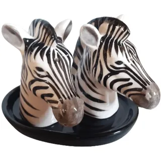 Salz und Pfefferstreuer Tiere Zebra Geschenk Geschirr Set Keramik 3 teilig ca 14 x 10 cm