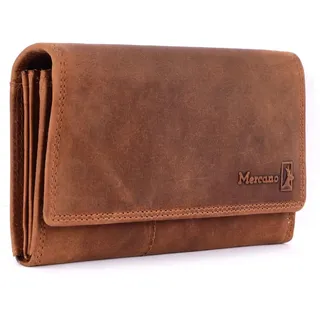 Braune Damen Geldbörse Echt Vintage Leder RFID Kartenfächer XXL Portemonnaie