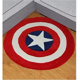 Lily&her Friends – Fashion Captain America Schlafzimmer Wohnzimmer Acryl Faser Baumwolle Tuch Rund Teppich Handgemachte Bodenmatte Matte,dick,Nicht Bedruckt,umweltfreundlich,dunkelblau,Diameter: 70cm