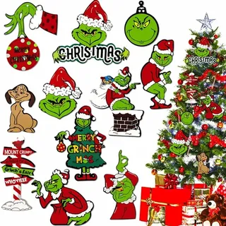 Weihnachtsbaum-zubehör, 24er-pack Grinch-weihnachtsbaumschmuck Zum Aufhängen Aus Papier