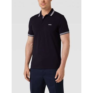 Regular Fit Poloshirt mit Label-Stitching Modell 'Paddy', Dunkelblau, S