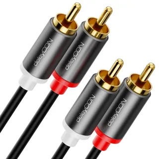 deleyCON Cinch Kabel RCA 1,0m (Extra Dünn & Flexibel)