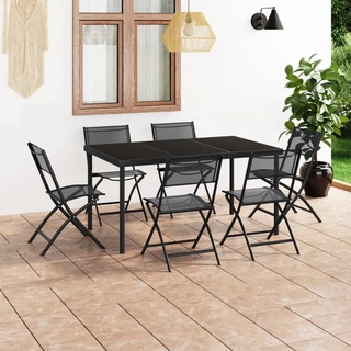 Gartenmöbel-Set 7-tlg. Garten-Essgruppe & wetterfest – Sitzgruppe mit Tisch & Stühle, Stahl
