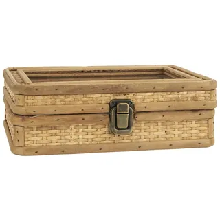 Ib Laursen Schmuckkasten Schmuckschatulle Schmuckkästchen Kästchen Rattan Glas 6 Fächer