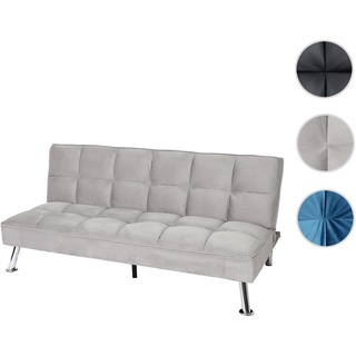 Sofa HWC-K21, Klappsofa Couch Schlafsofa, Nosagfederung Schlaffunktion LiegeflÃ¤che 187x107cm ~ Samt, grau