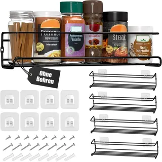 Deco Haus® Gewürzregal Wand Ohne Bohren - Gewürzregal Hängend 4Er Set - Gewürzre