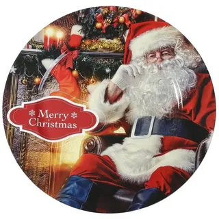 Magic Dekoteller aus Kunststoff 33cm | Dekoplatte Weihnachtsdeko rund | Dekoschale für Weihnachten Adventskranz-Schale (Santa)